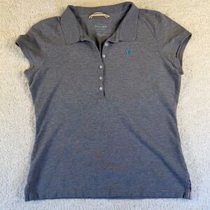 VTG Y2K Aeropostale Womens XL Gray Polo Shirt Butterfly Embroidered Top Casual